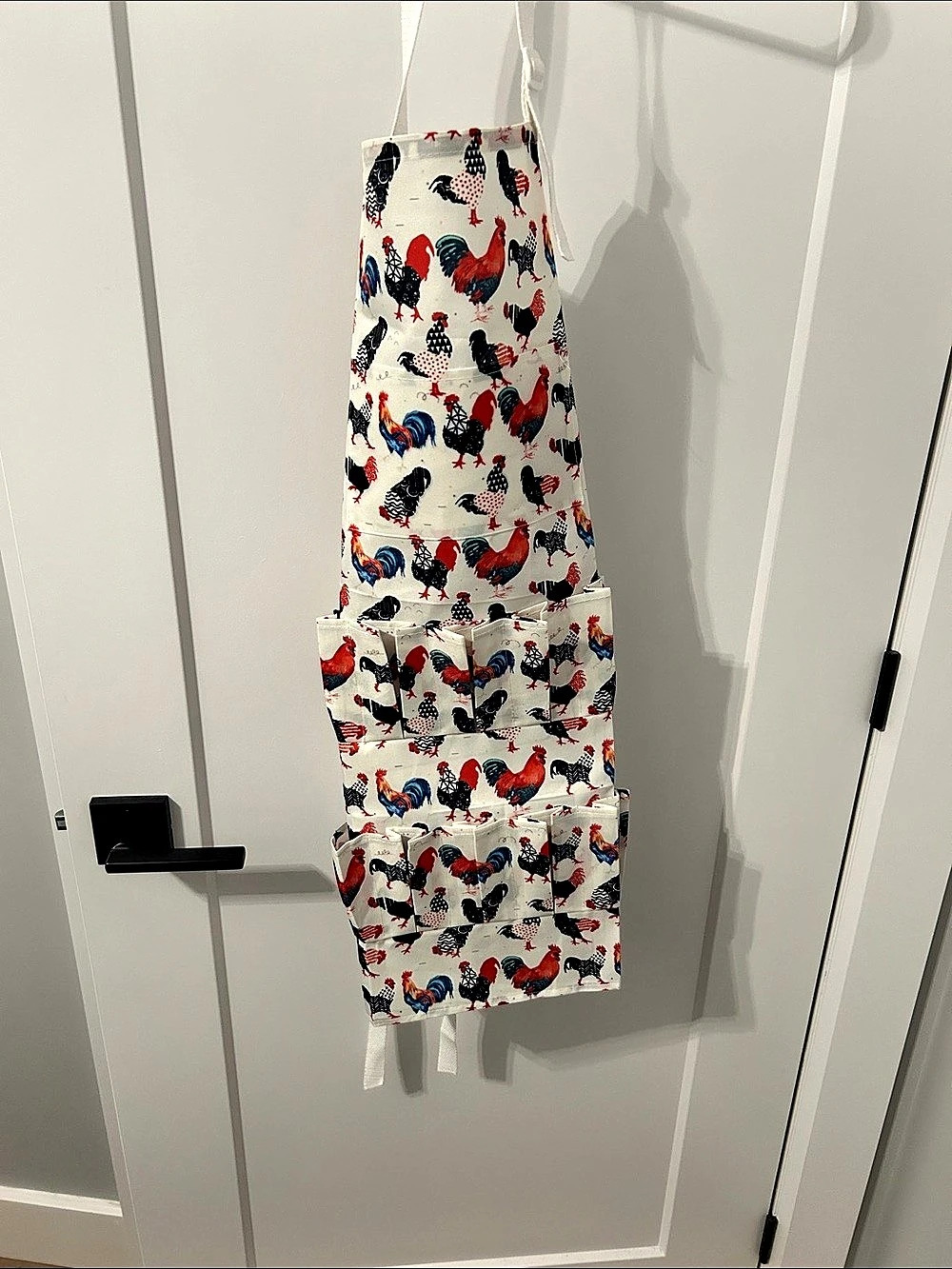 Rooster Print Apron in White & Red